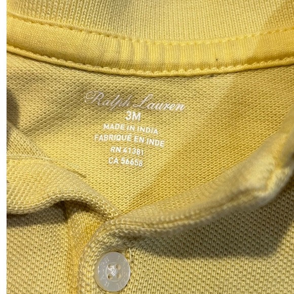 Ralph Lauren Polo Collared Solid Yellow Dress Baby Size 3 months Casual Preppy - Picture 3 of 6